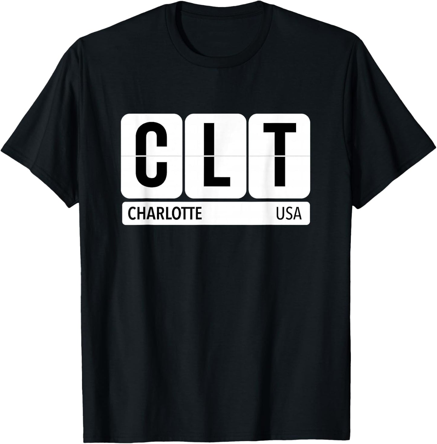 CLT Charlotte NC USA Travel Souvenir Black Text T-Shirt - T-Shirt | Black