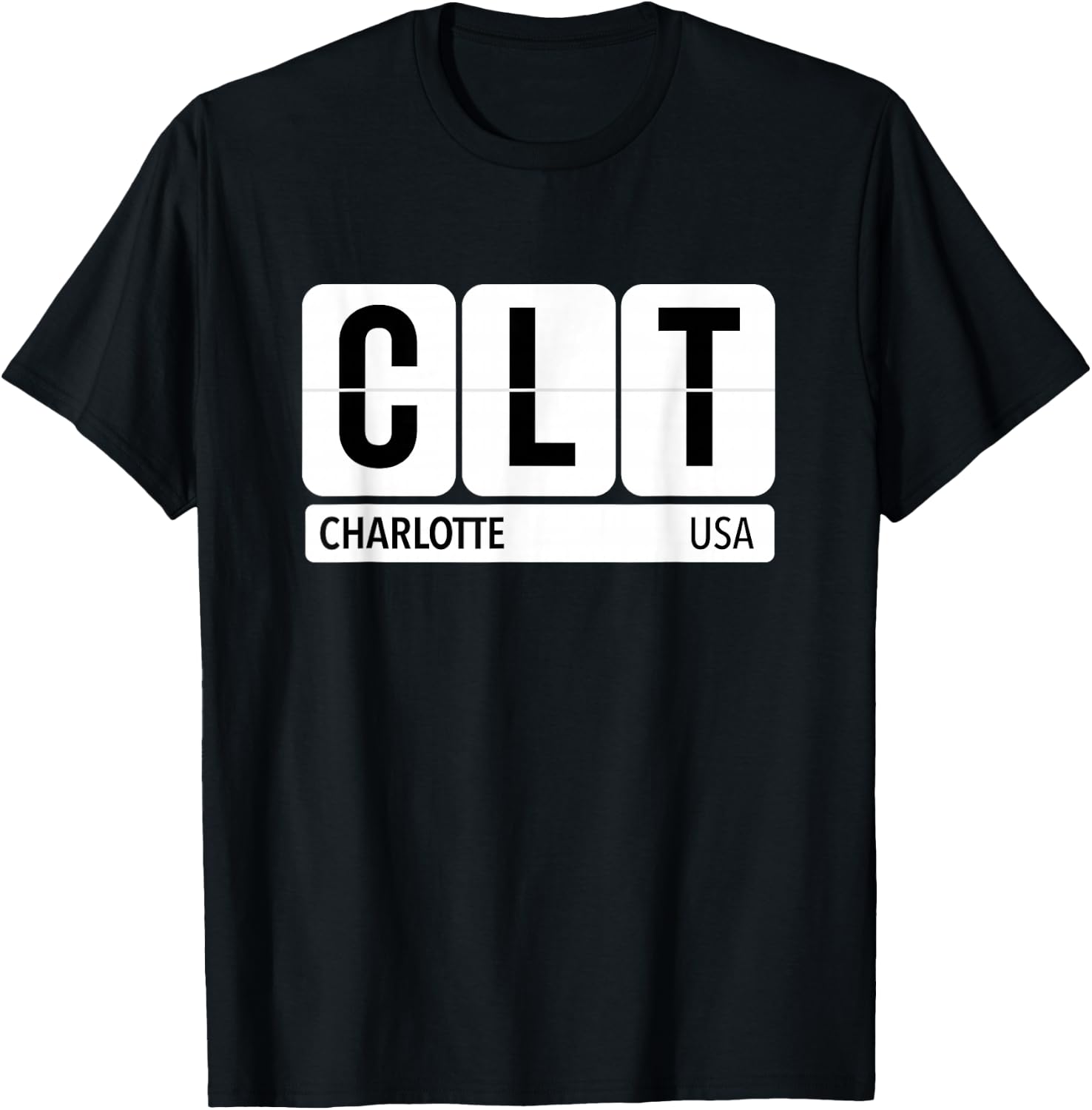 CLT Charlotte NC USA Travel Souvenir Black Text T-Shirt - T-Shirt | Black
