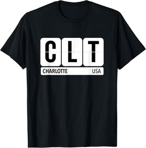 CLT Charlotte NC USA Travel Souvenir Black Text T-Shirt - T-Shirt | Black