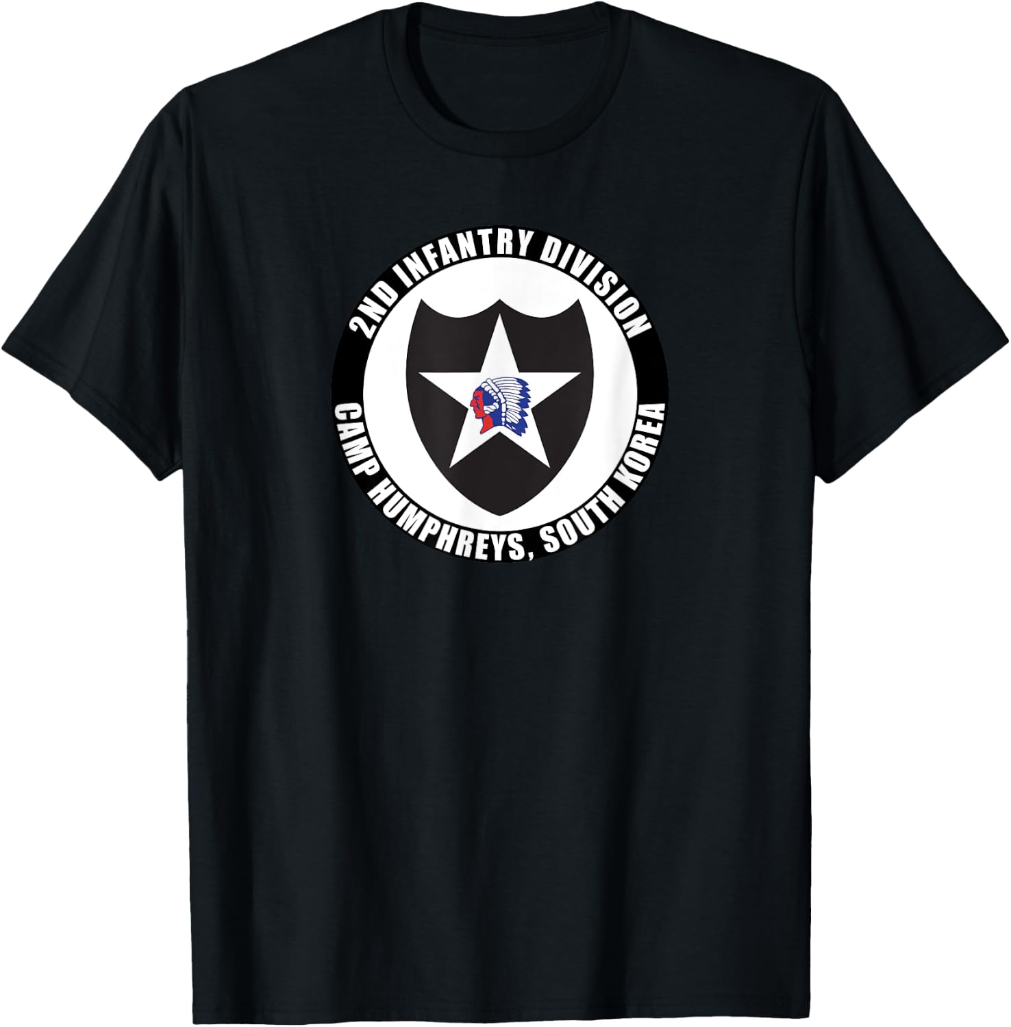 2nd Infantry Division Camp Humphreys Korea Emblem Veteran T-Shirt - T-Shirt | Black
