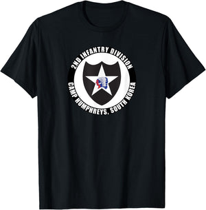 2nd Infantry Division Camp Humphreys Korea Emblem Veteran T-Shirt - T-Shirt | Black