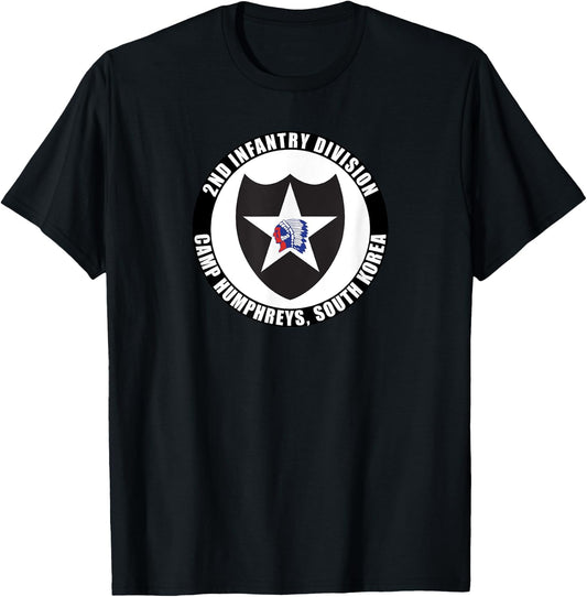 2nd Infantry Division Camp Humphreys Korea Emblem Veteran T-Shirt - T-Shirt | Black