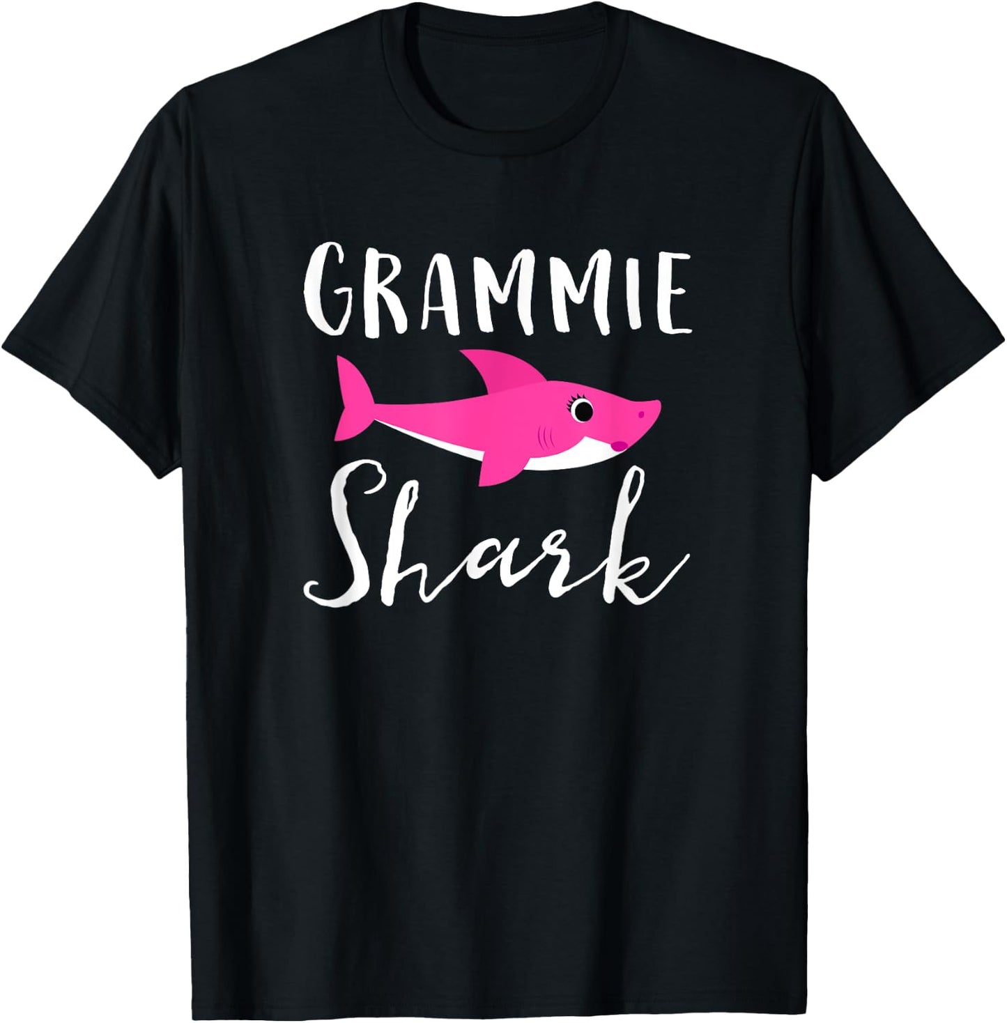 Grammie Shark Grandma Grandmother Pink Shark Graphic T-Shirt - T-Shirt | Black