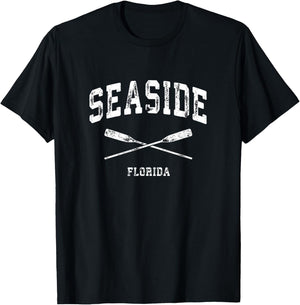 Seaside Florida Vintage Nautical Crossed Oars T-Shirt - T-Shirt | Black