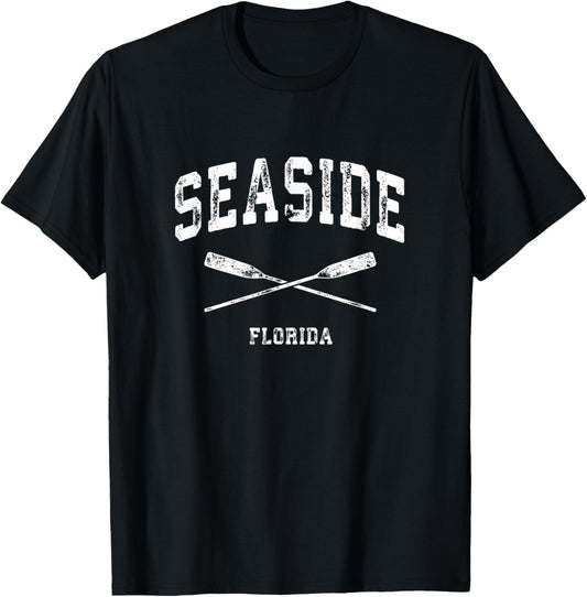 Seaside Florida Vintage Nautical Crossed Oars T-Shirt - T-Shirt | Black