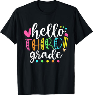 Hello Third Grade Shirt Team 3rd Grade Back to School T-Shirt - T-Shirt | Black