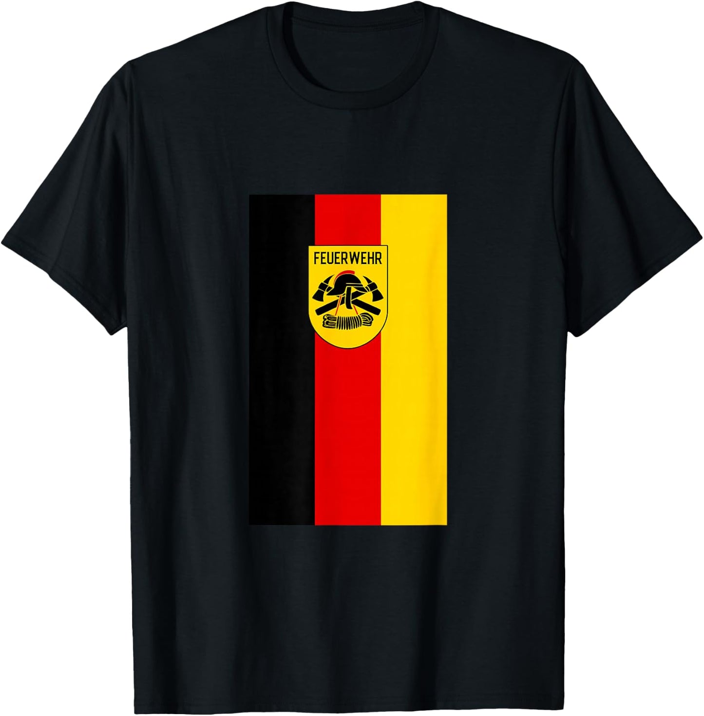 German Fire Rescue Department Fireman Uniform Flag T-Shirt - T-Shirt | Black