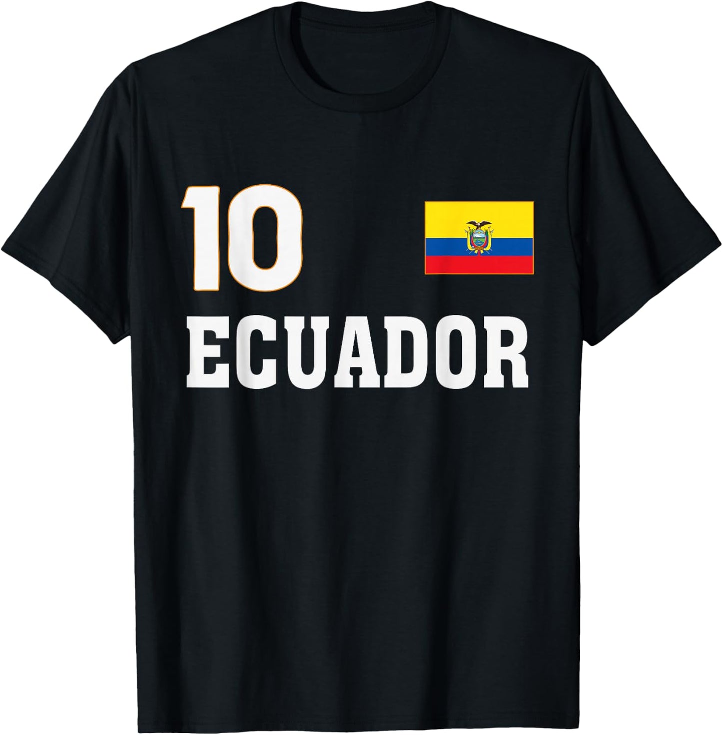 Ecuador Flag Number 10 Shield Emblem National Pride T-Shirt - T-Shirt | Black