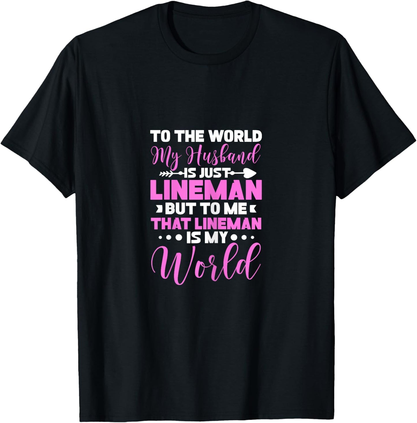 Lineman's Wife To The World My Husband Is Just Lineman T-Shirt - T-Shirt | Black