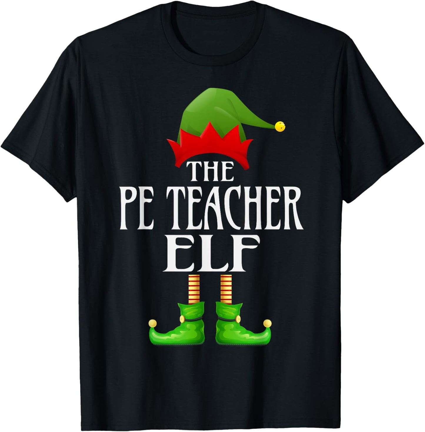PE Teacher Elf Xmas Funny Family Matching Christmas Pajama Men Women T-Shirt - T-Shirt | Black