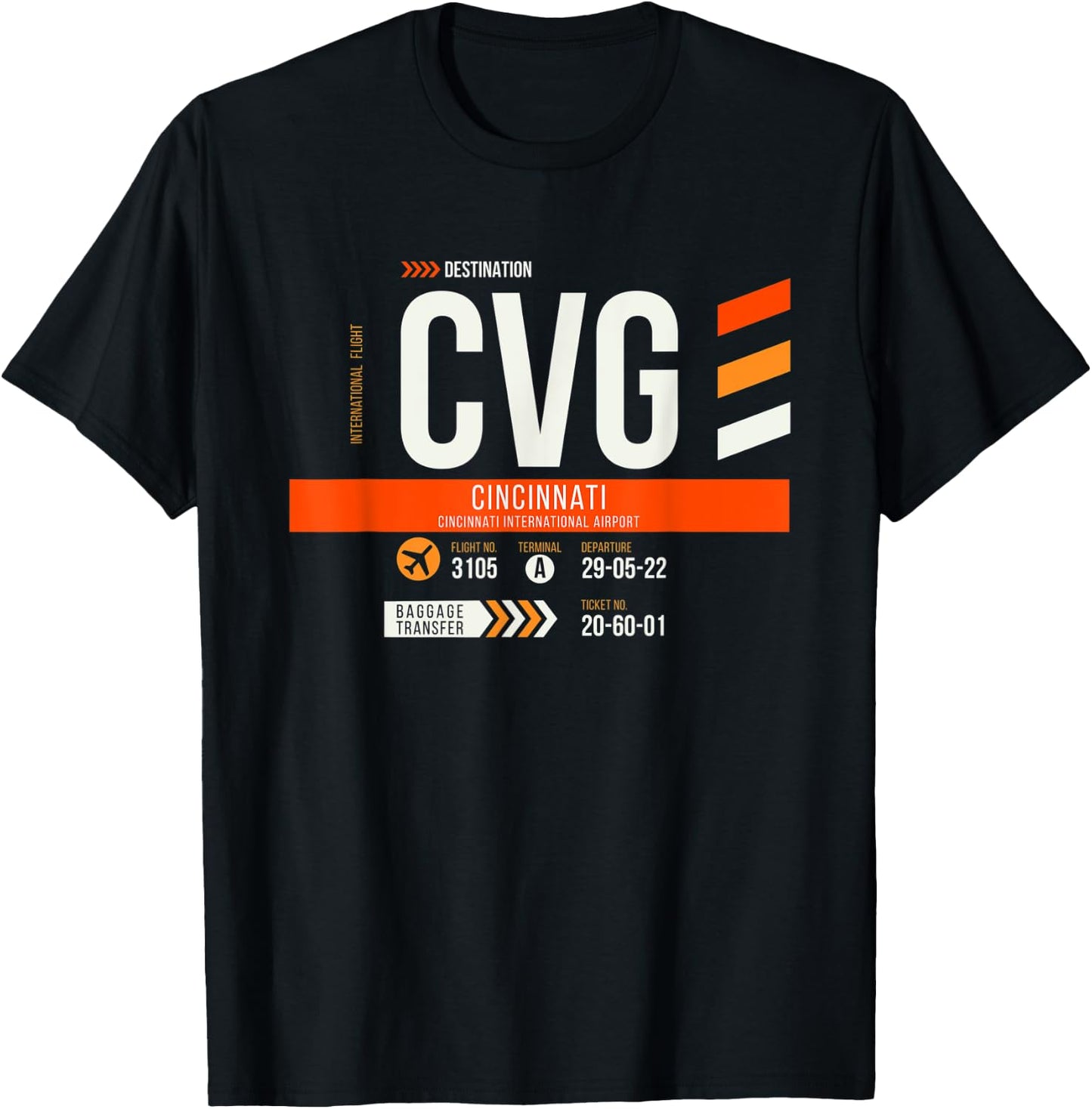 Vintage Cincinnati CVG Airport Code Travel Day Retro Travel T-Shirt - T-Shirt | Black