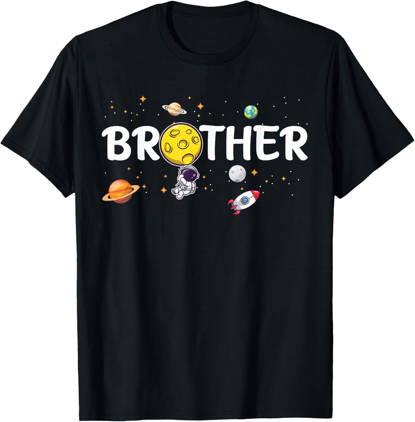 Brother of The Birthday Boy Astronaut 1st Birthday Family T-Shirt - T-Shirt | Black