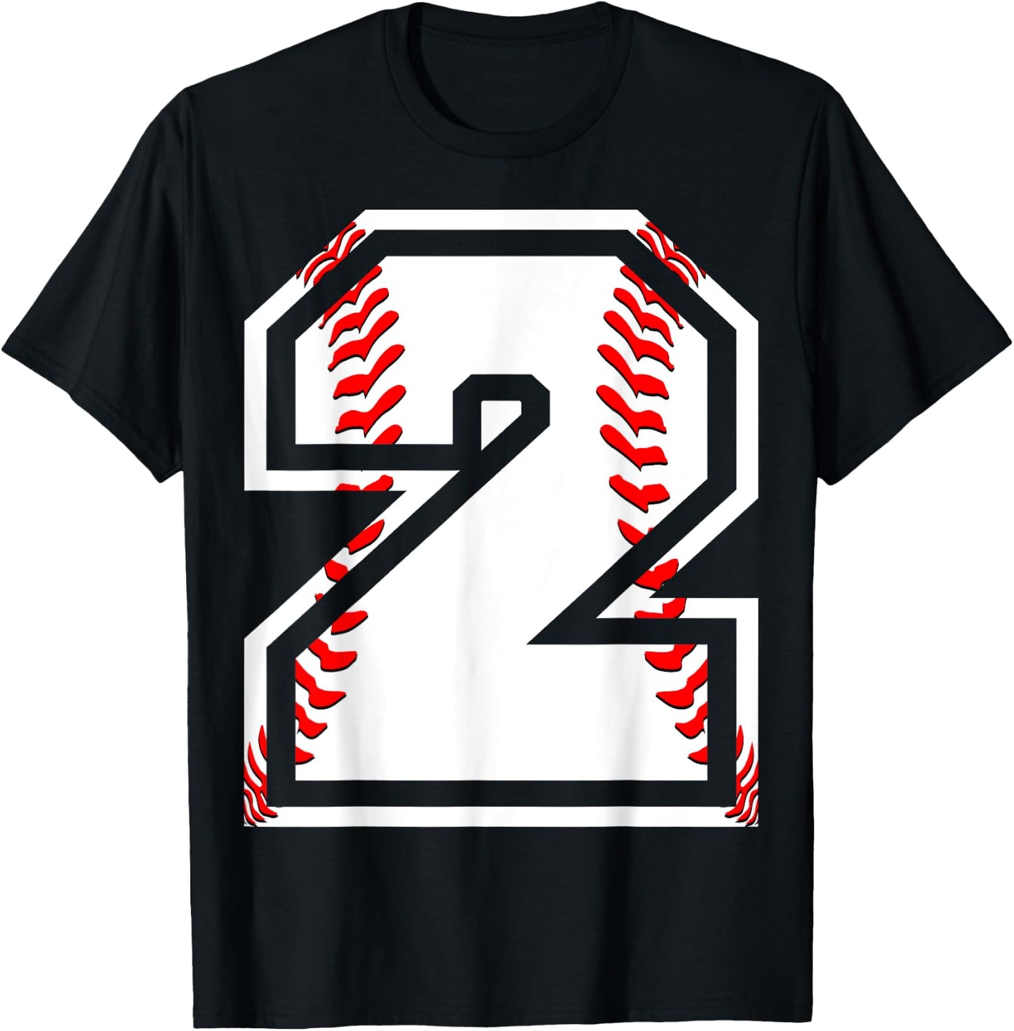 Kids 2nd Birthday Sports Gift - Number 2 Baseball Theme Gift T-Shirt - T-Shirt | Black