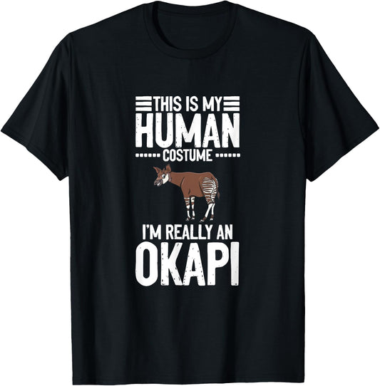 Farm Animal This Is My Human Costume I'm Really An Okapi T-Shirt - T-Shirt | Black