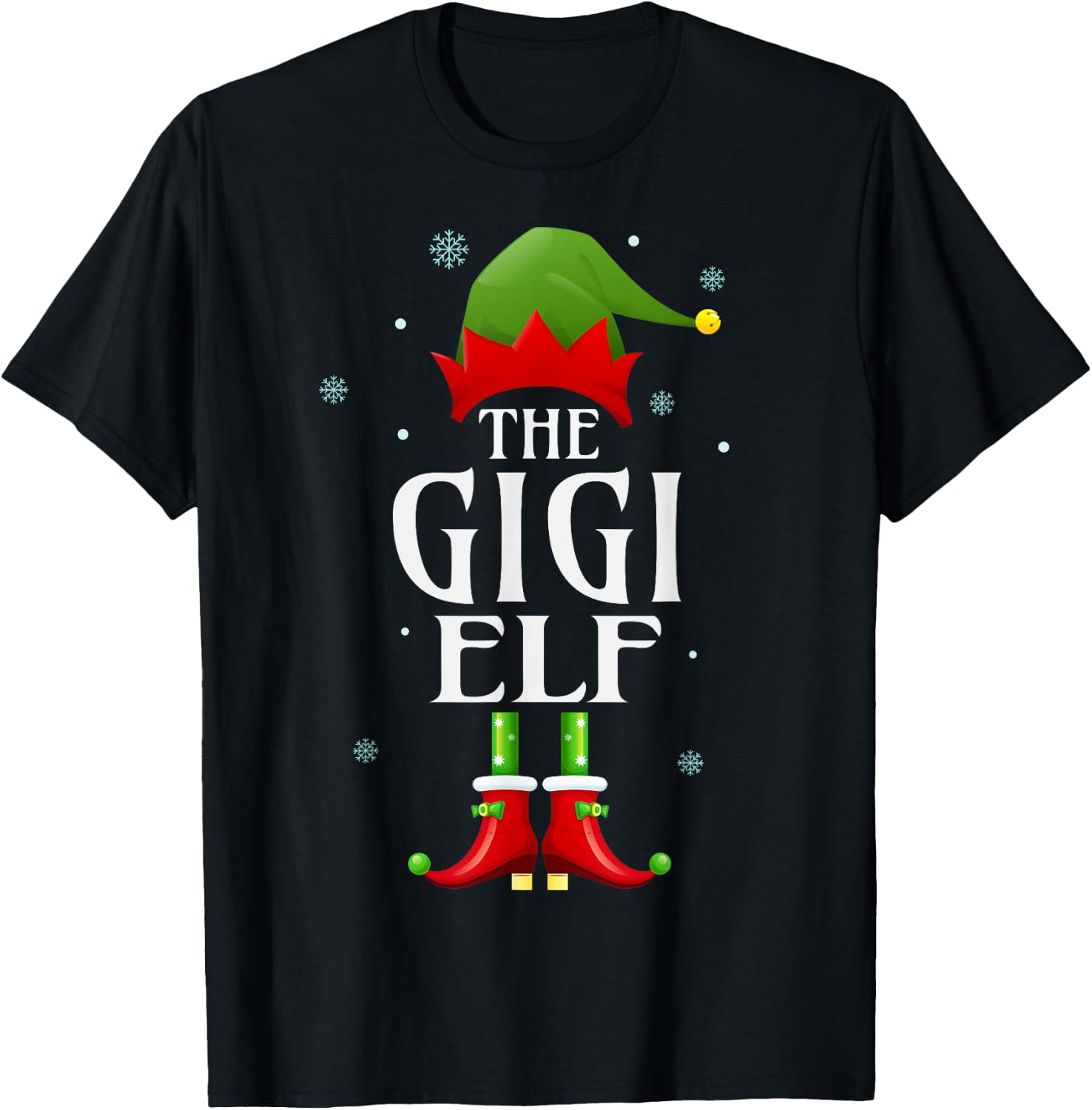 Gigi Elf Xmas Matching Family Group Christmas Party Pajama T-Shirt - T-Shirt | Black