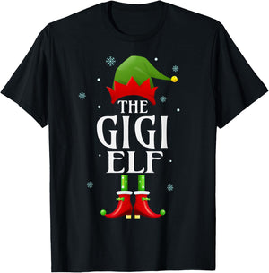 Gigi Elf Xmas Matching Family Group Christmas Party Pajama T-Shirt - T-Shirt | Black