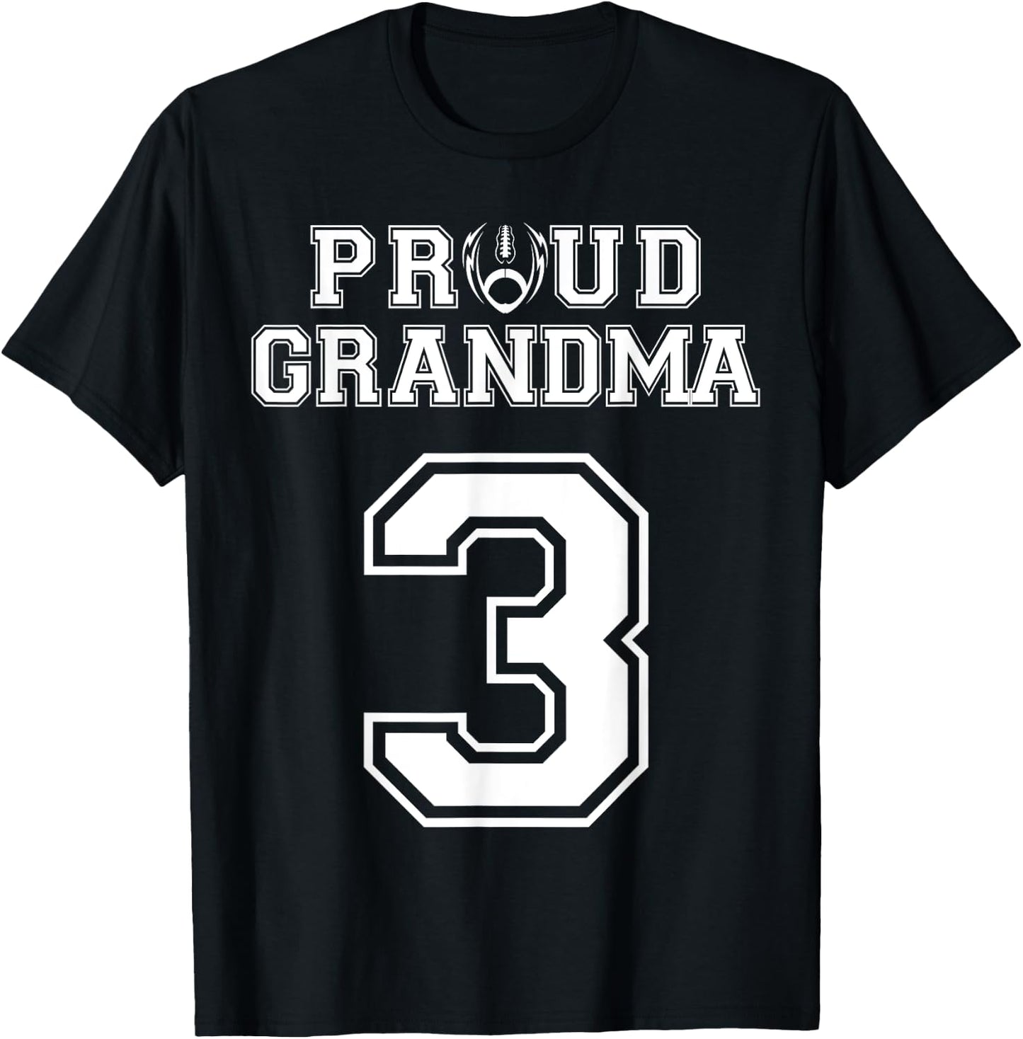 Custom Proud Football Grandma Number 3 Personalized Women T-Shirt - T-Shirt | Black