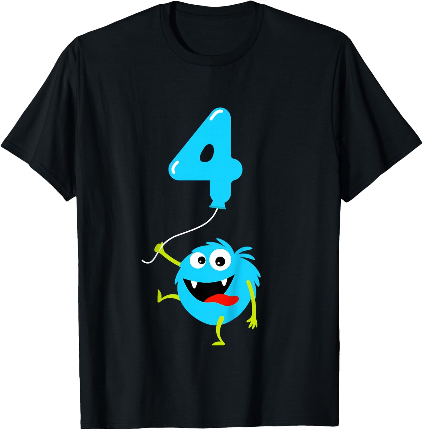 4th Birthday Cute Monster Gift Shirt For 4 Year Old Boys T-Shirt - T-Shirt | Black