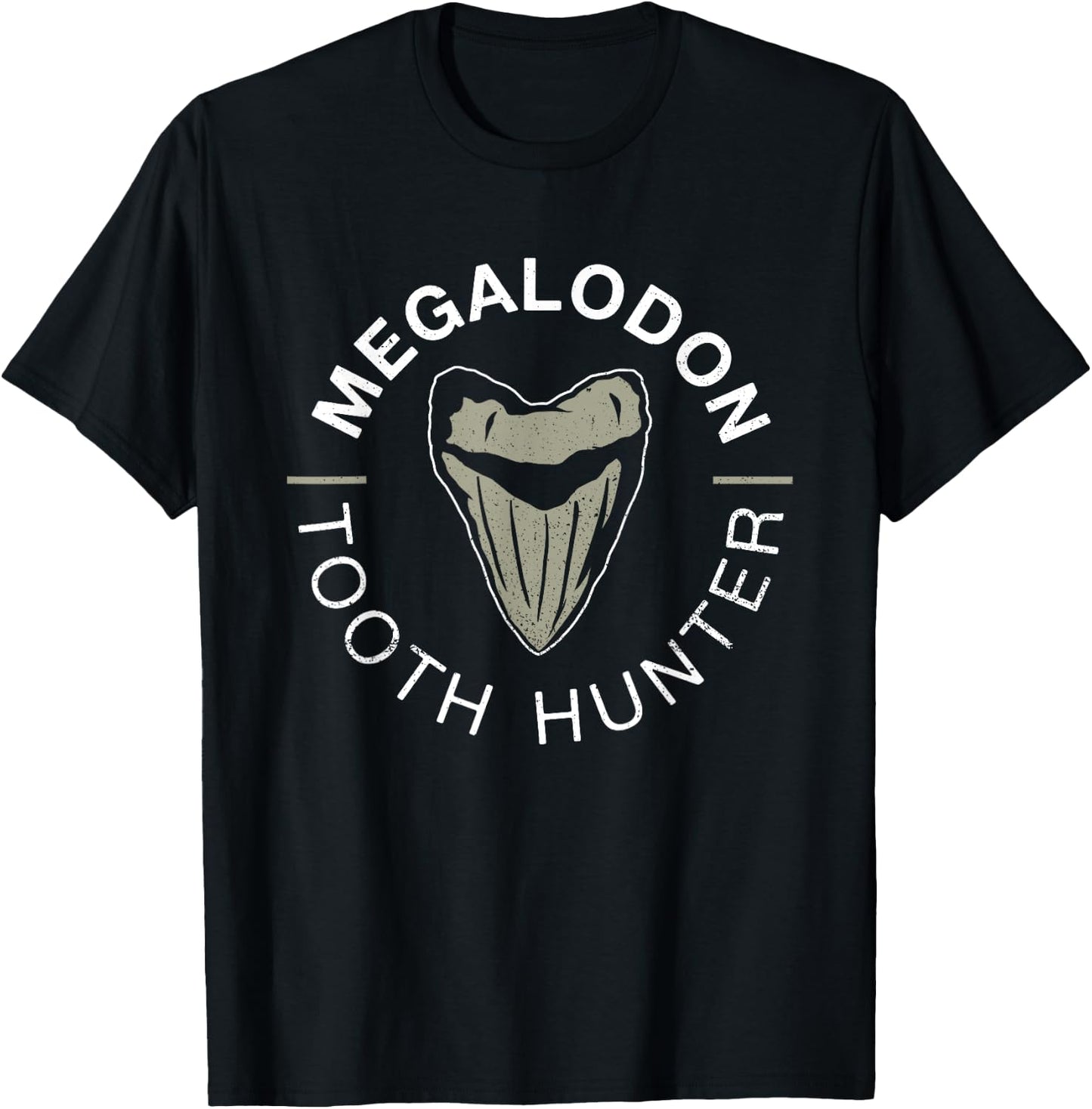 Megalodon Tooth Hunter - Megalodon Shark T-Shirt - T-Shirt | Black