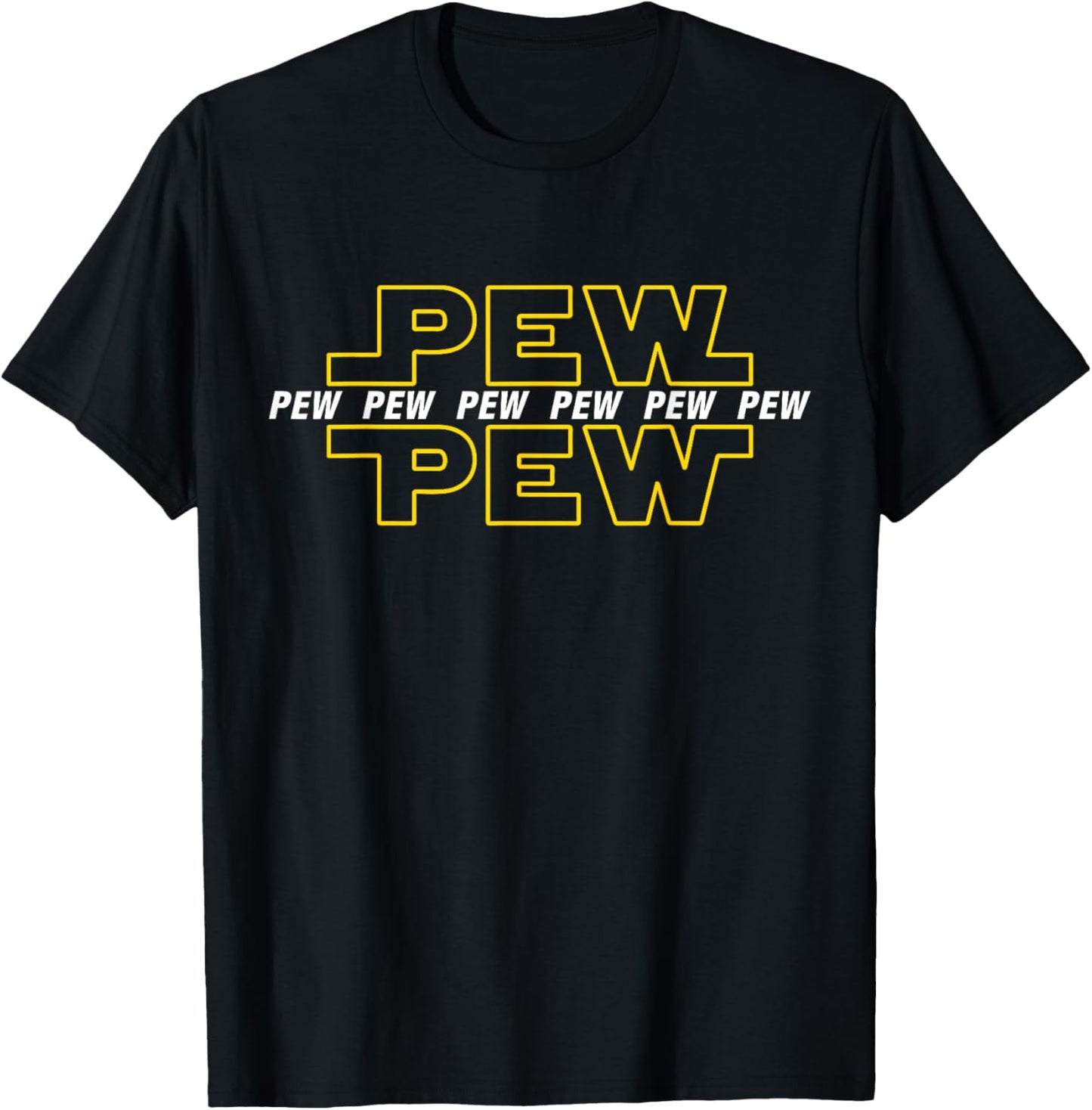 Funny Pew Pew Retro Sci-Fi Geek Nerd Graphic T-Shirt - T-Shirt | Black