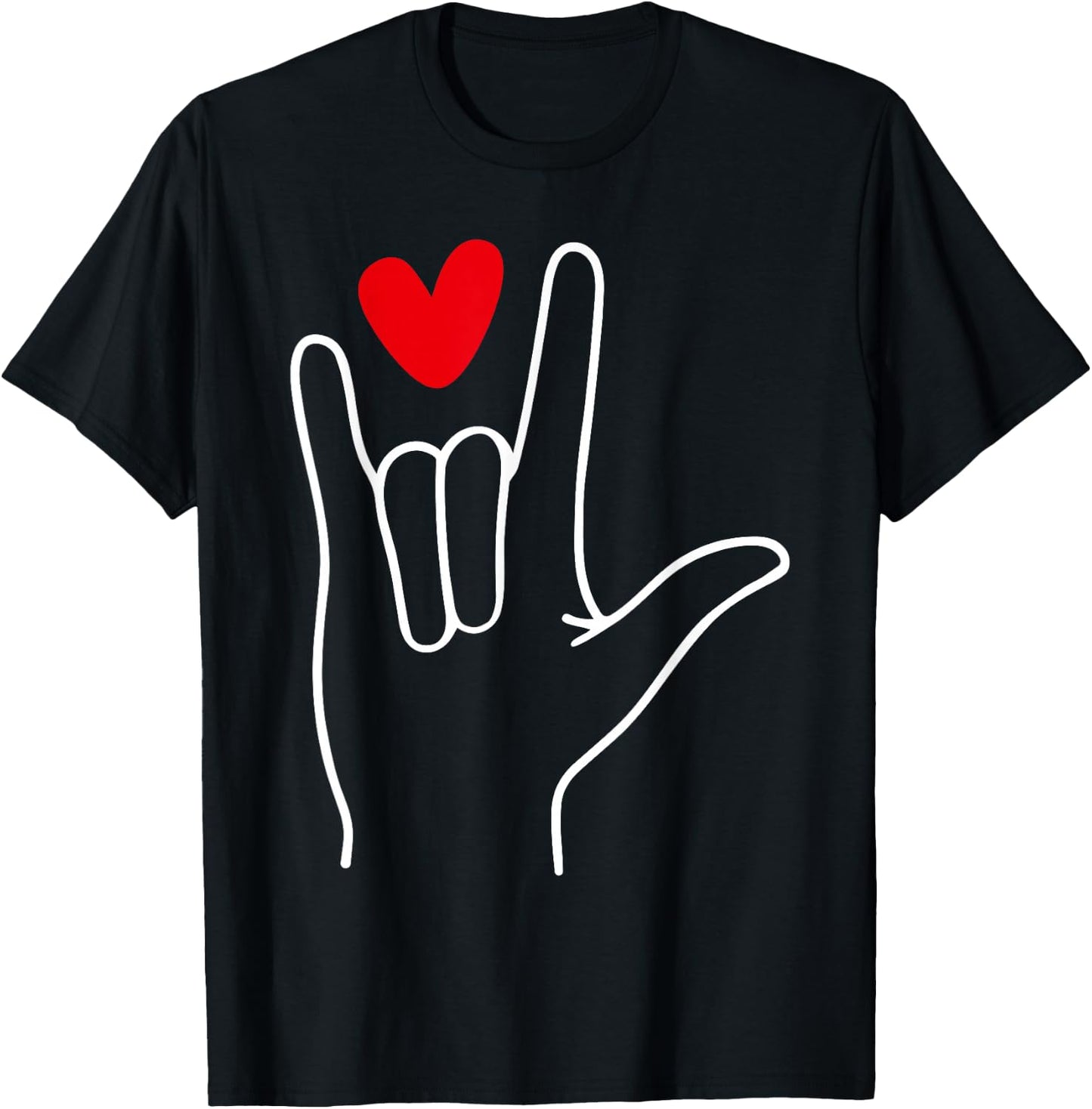 I Love You Sign Language Cute Happy Valentine’s Day T-Shirt - T-Shirt | Black