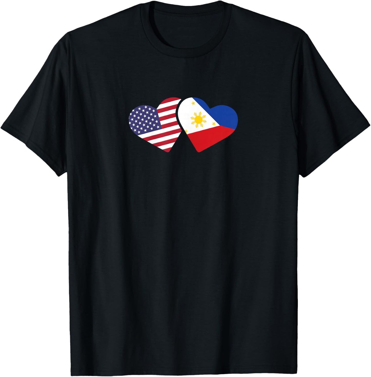 Philippines USA Flag T Shirt Heart Filipino American Love T-Shirt - T-Shirt | Black