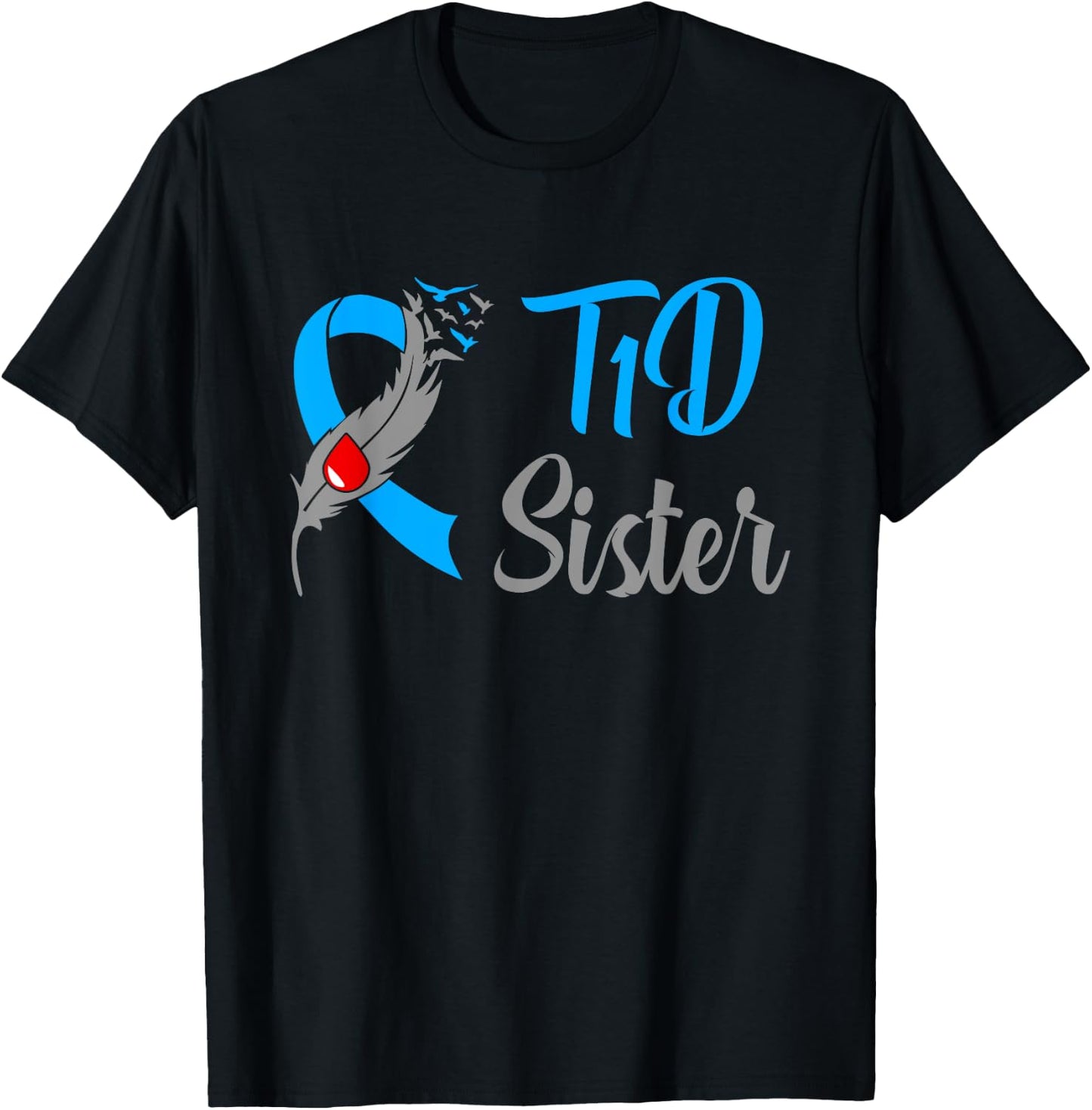 Type 1 Diabetes Sister Funny T1D Awareness T-Shirt - T-Shirt | Black