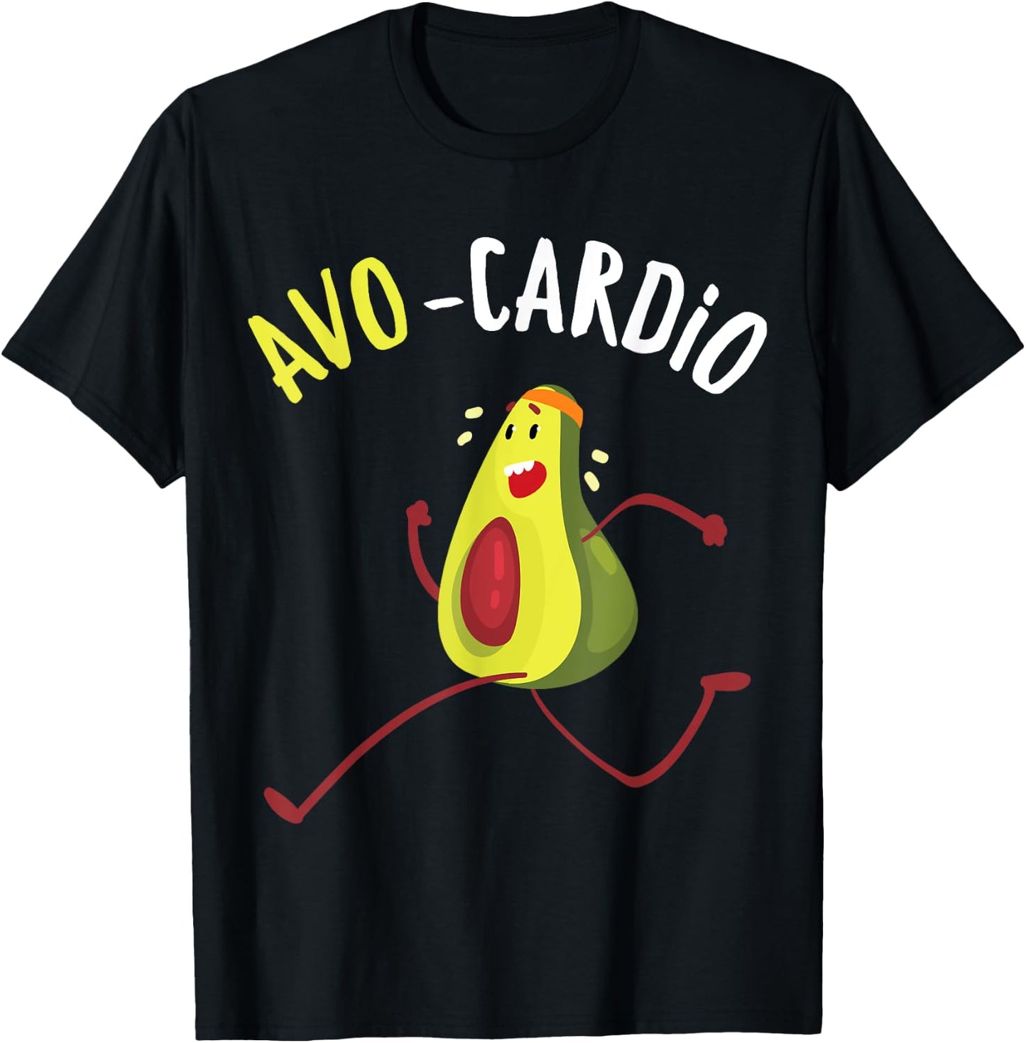 Funny Avo-Cardio Pun Workout Running Avocado T-Shirt - T-Shirt | Black