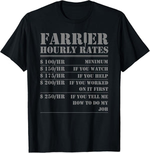Farrier Hourly Rates Funny Labor Horseshoer Equine Worker T-Shirt - T-Shirt | Black