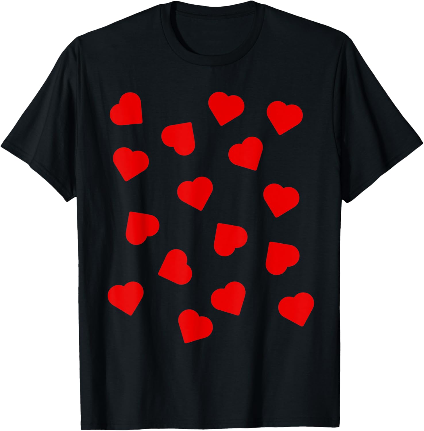 Red Love Hearts Pattern Cupid Halloween Dress Up Costume Fun T-Shirt - T-Shirt | Black