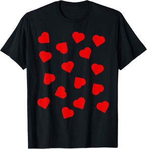 Red Love Hearts Pattern Cupid Halloween Dress Up Costume Fun T-Shirt - T-Shirt | Black