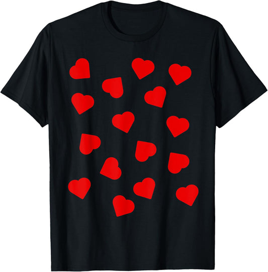 Red Love Hearts Pattern Cupid Halloween Dress Up Costume Fun T-Shirt - T-Shirt | Black