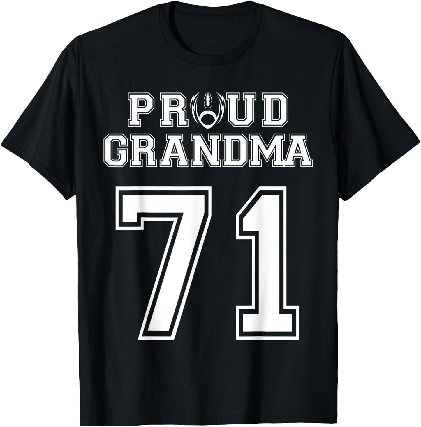 Custom Proud Football Grandma Number 71 Personalized Women T-Shirt - T-Shirt | Black