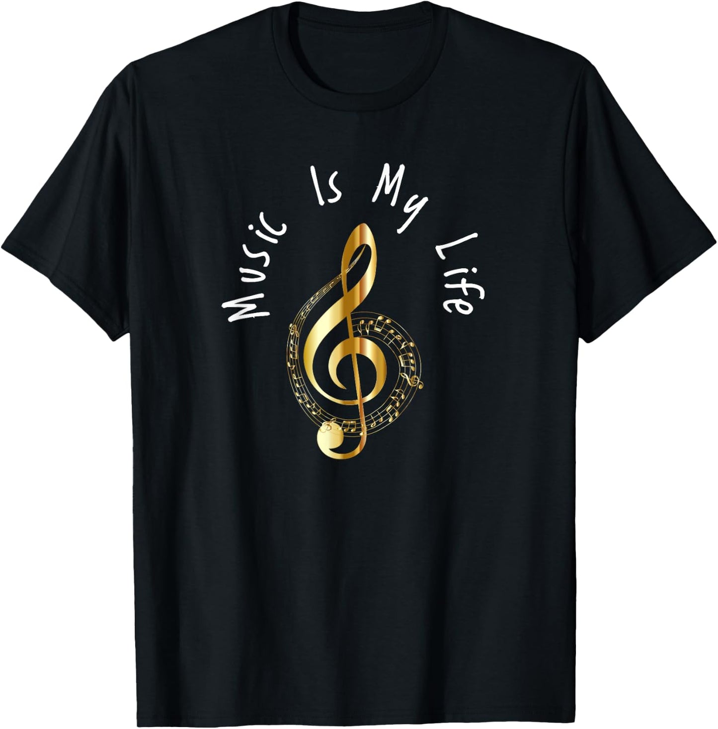 Music Is My Life Musical Note T-Shirt - T-Shirt | Black