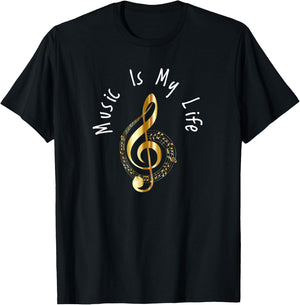 Music Is My Life Musical Note T-Shirt - T-Shirt | Black