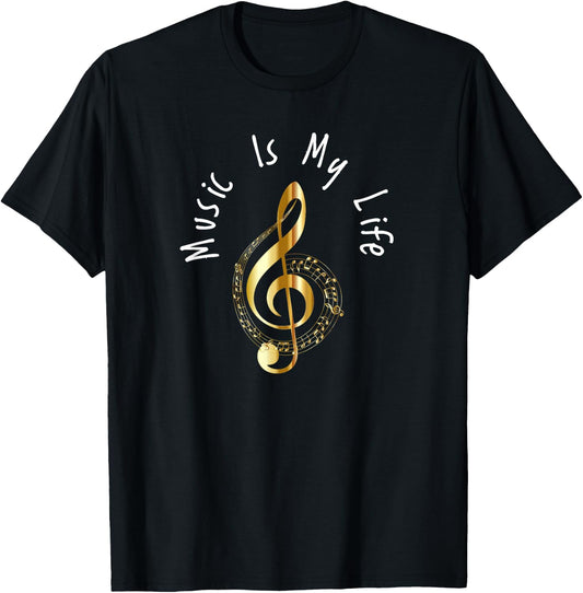 Music Is My Life Musical Note T-Shirt - T-Shirt | Black