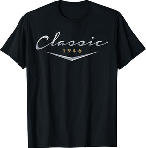 Vintage Classic 1946 Birthday Gifts for Dad, Husband T-Shirt - T-Shirt | Black