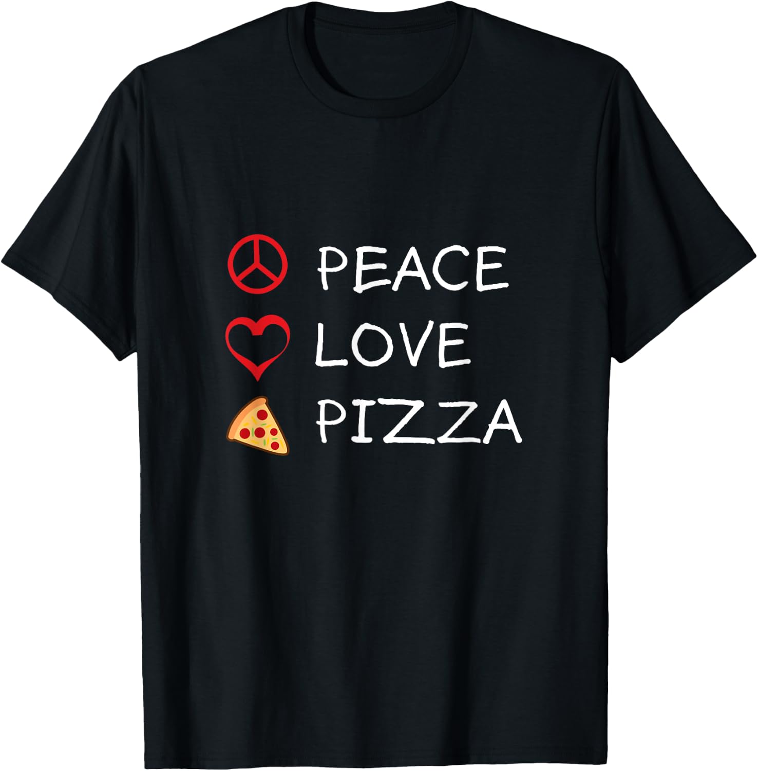 Peace Love Pizza Hippie Italian Foodies Funny Humor T-Shirt - T-Shirt | Black
