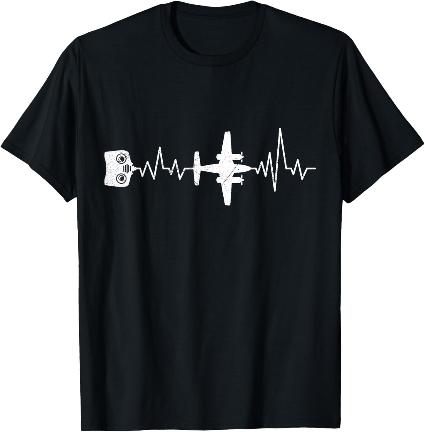 RC Aviator Heartbeat RC Aeroplane Pilot Model Plane T-Shirt - T-Shirt | Black
