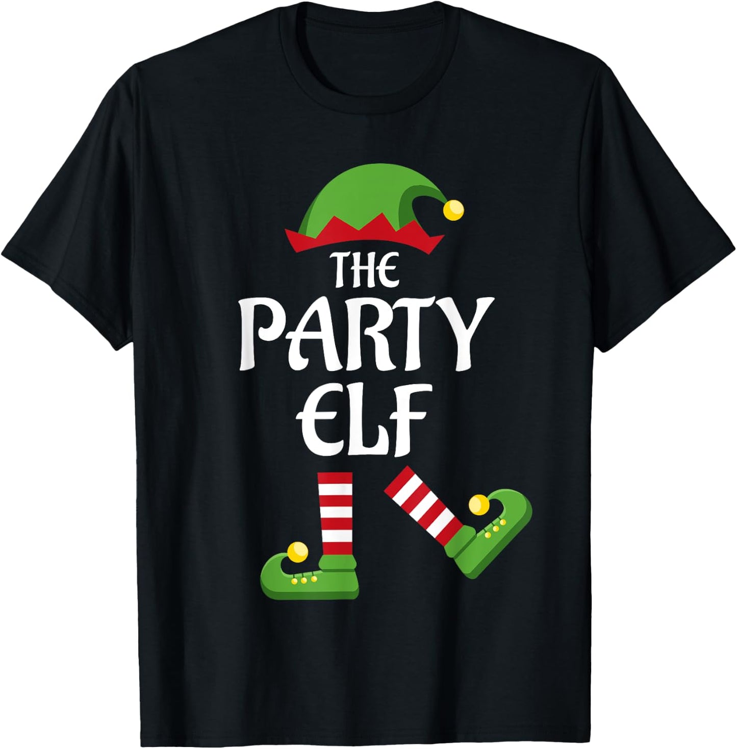 Party Elf Family Matching Group Christmas Dancing T-Shirt - T-Shirt | Black