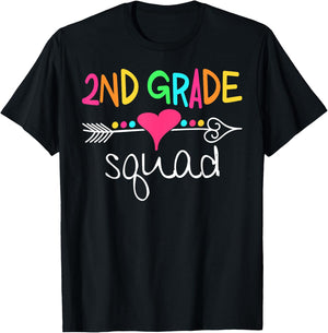 2nd Grade Squad Second Teacher Student Team Back To School T-Shirt - T-Shirt | Black