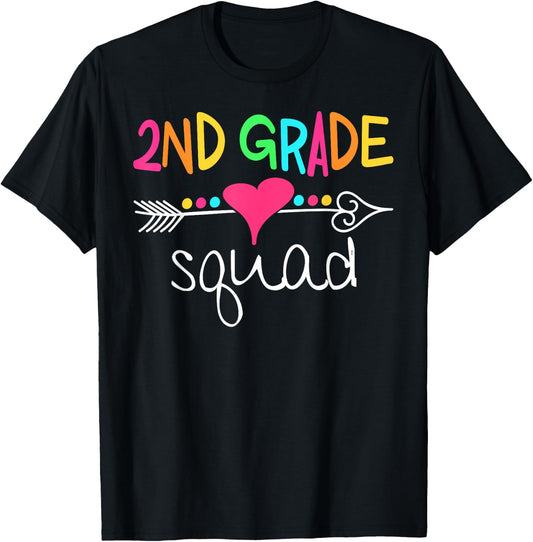 2nd Grade Squad Second Teacher Student Team Back To School T-Shirt - T-Shirt | Black