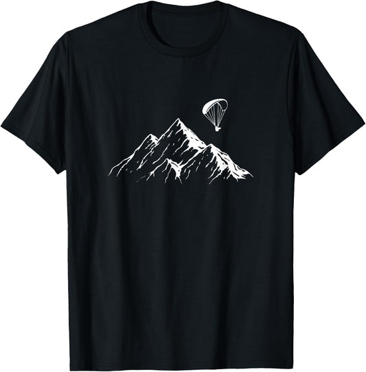 Paraglider Mountains Parachute Paragliding Lover Fun T-Shirt - T-Shirt | Black