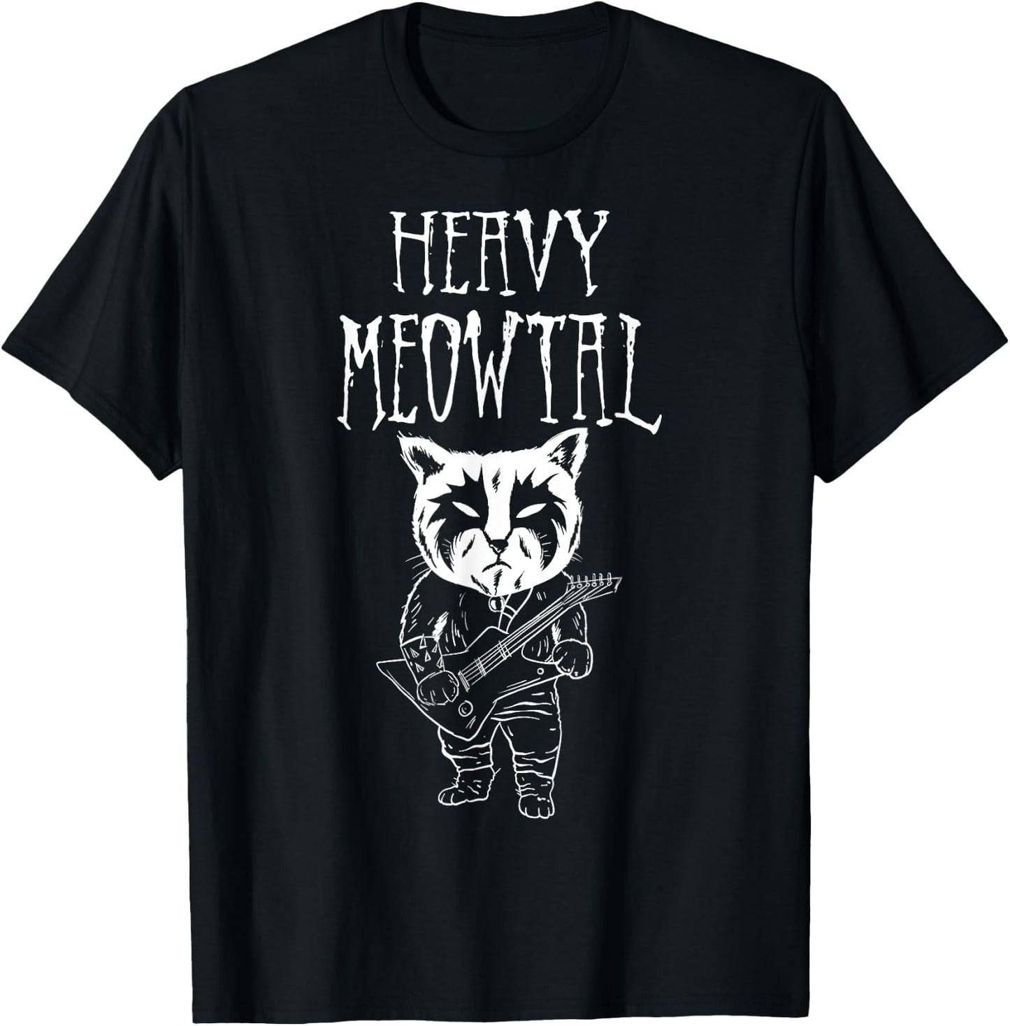 Heavy Metal Headbanger, Guitar, Cat Playing Guitar, Meowtal T-Shirt - T-Shirt | Black
