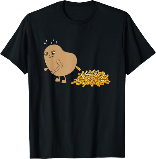 Potato Pooping Fries Funny French Fries Potato Lover T-Shirt - T-Shirt | Black