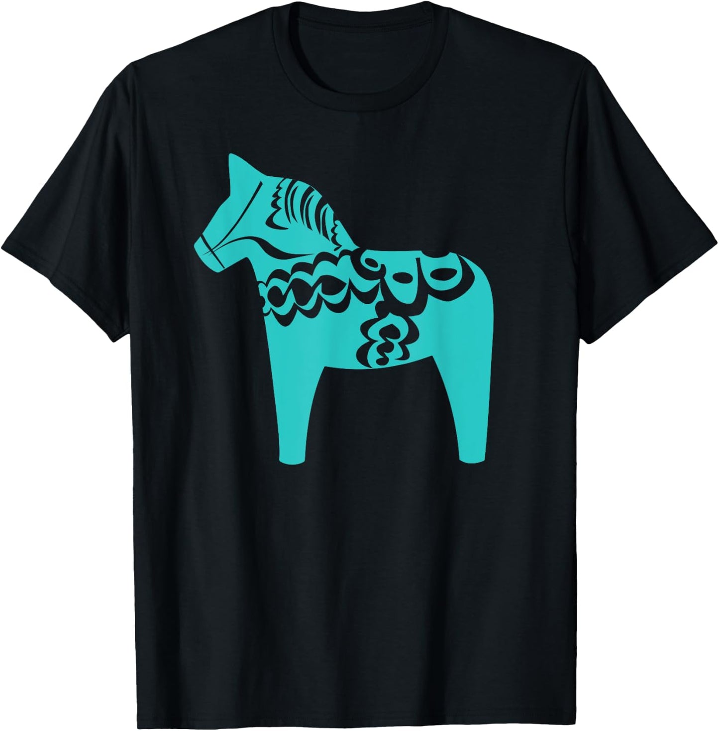 Swedish Dala Horse Shirt Blue Sweden Sverige T-Shirt - T-Shirt | Black