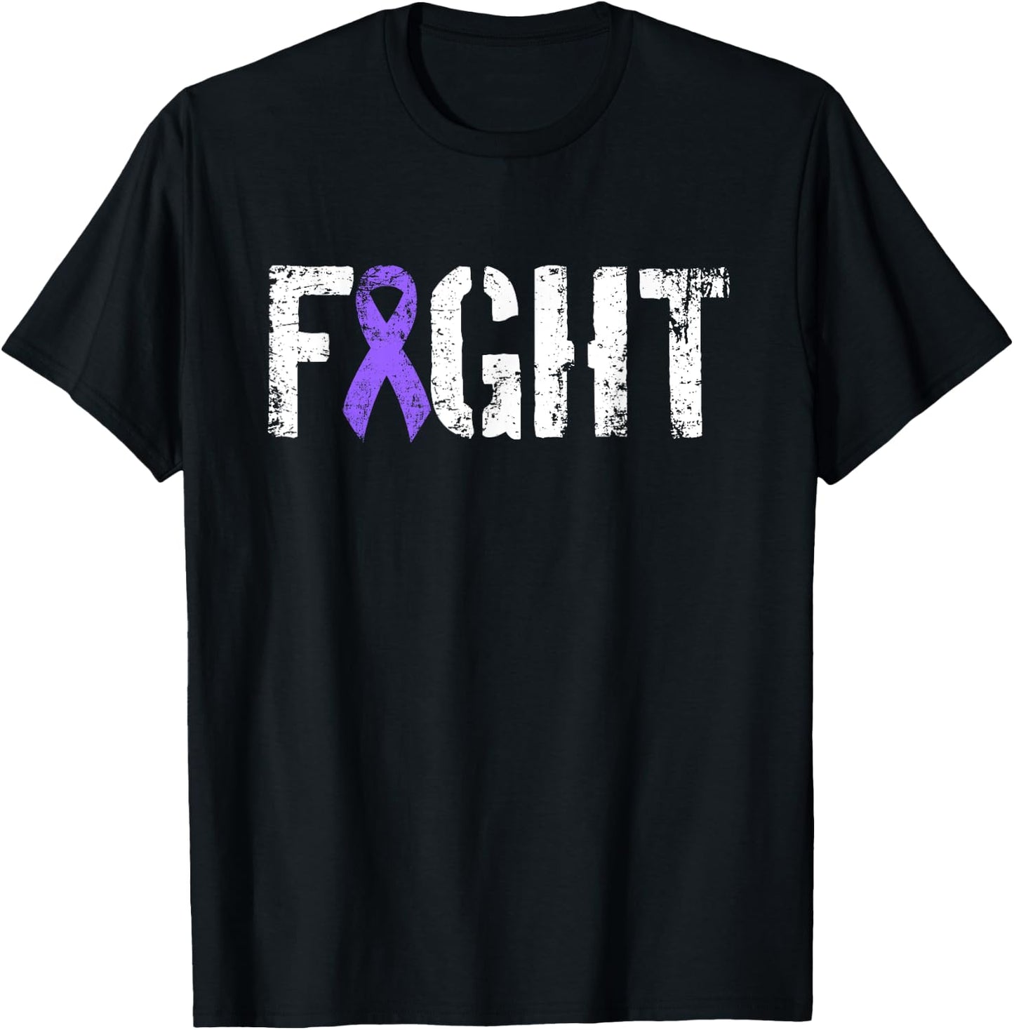 Fight Hodgkins Lymphoma Cancer - Military Purple Ribbon T-Shirt - T-Shirt | Black