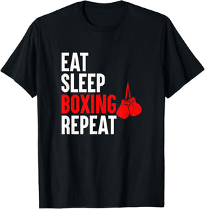 Eat Sleep Boxing Repeat T-Shirt - T-Shirt | Black