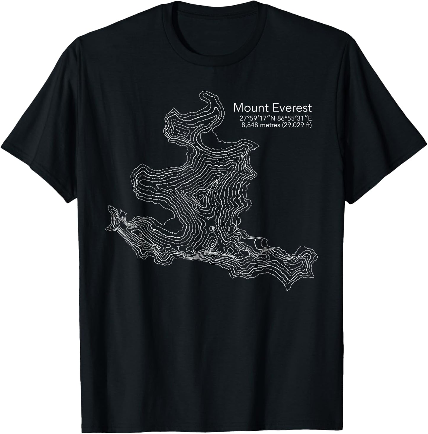 Everest Topographic Map - Mount Everest Gift T-Shirt - T-Shirt | Black