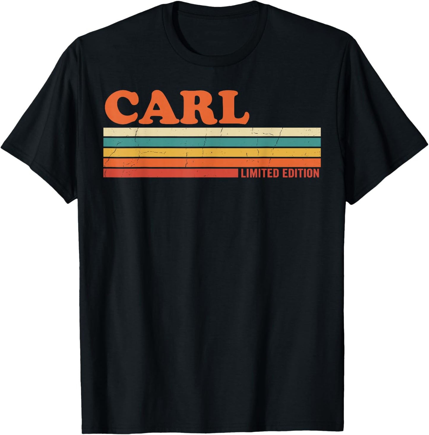 Carl Retro Personalized First Name Vintage Stripes T-Shirt - T-Shirt | Black